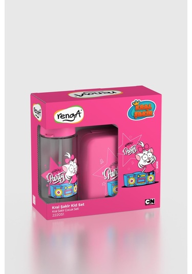 Renga Leya Kral Şakir Canan Desenli 1000 Ml Çocuk Beslenme Kabı Ve 500 Ml Suluk Seti 222051 Pembe Pembe