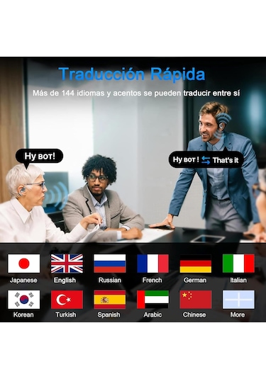 Teltree M113 Açık Kulaklı Aı Çeviri Kulaklığı - Kablosuz Bluetooth 5.4, 144 Dil Gerçek Zamanlı Çeviri, 4 Saat Kullanım Süresi, Gri Renk