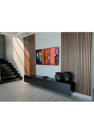 Mac Dizayn Milas 240 Cm Soft Mat Siyah Tv Ünitesi Sessiz Şıklığın Modern Yorumu Mat Siyah