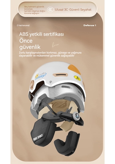 Eternal Luck 3c Kulak Koruma Sıcaklığı Four Seasons Elektrikli Araç Kaskı Beyaz