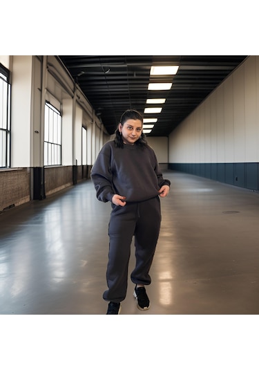 Ceyss Design Unisex Üç İplik Şardonlu Sweatshirt Eşofman Takımı-antrasit Antrasit