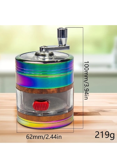 Elmpaly El İle Kullanılan Büyük Çekmeceli Öğütücü - Ahşap Siyah Manuel Baharat Tütün Değirmeni