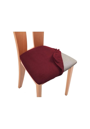 Şarap Kırmızısı Polar Polar Sandalye Minder Örtüsü Streç Ucuz Yemek Minderi Koltuk Kılıfı Arkalığı Olmadan Koruyucu Mutfak Sandalyeleri Otel Ev