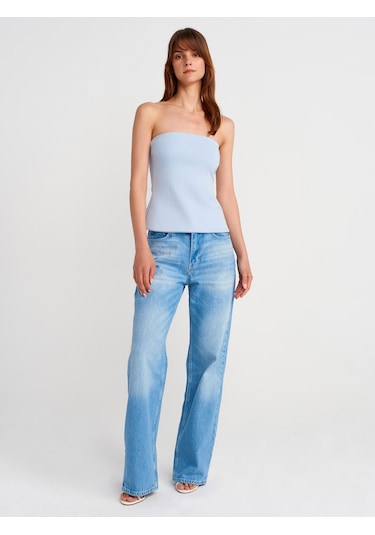 Dilvin 31860 Straplez Top-açık Mavi Açık Mavi