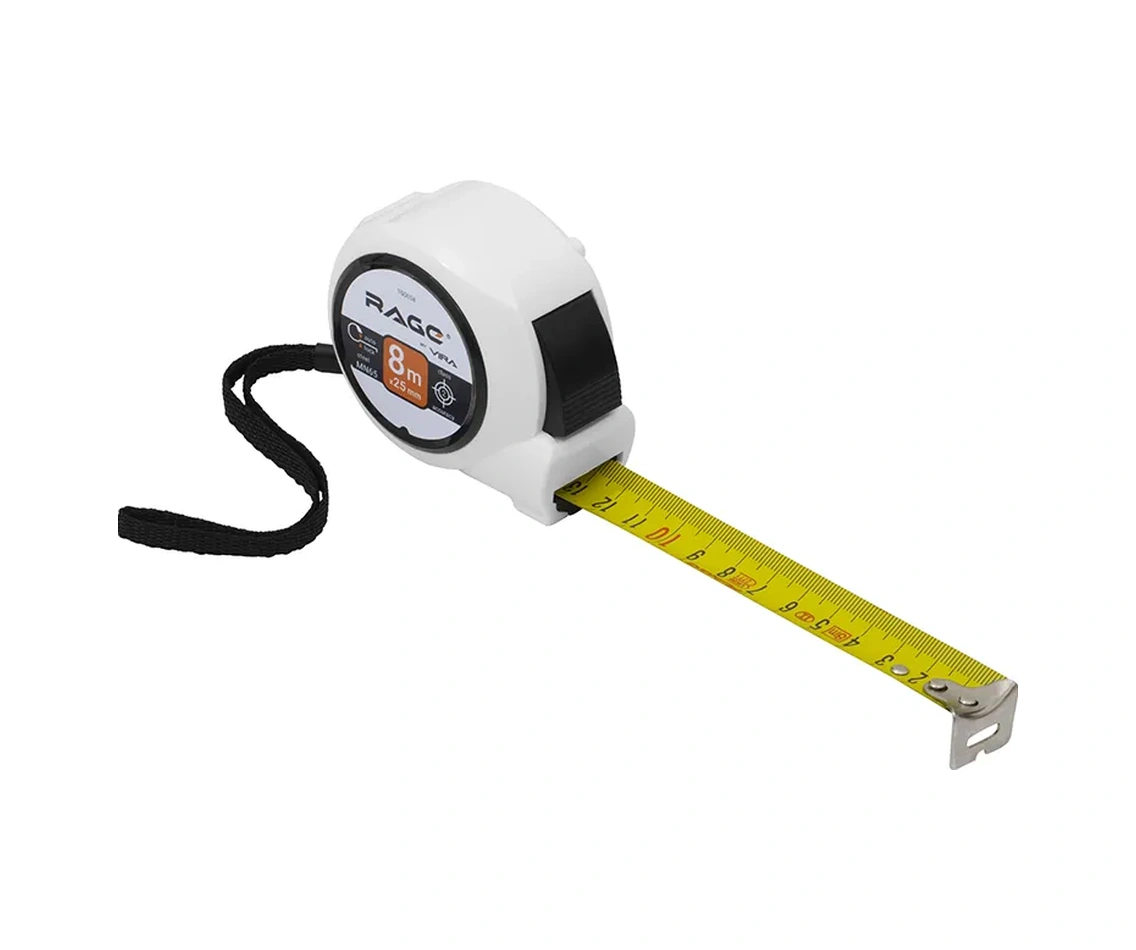 Rage 8 M X 25 Mm İnşaat Ölçüm Rubanı, Otomatik Kilit 70272285 8 M