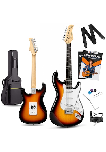 Fourtune Atlas Eg-1000sb Gül Klavye Strat Kasa Sss Sunburst Elektro Gitar Seti