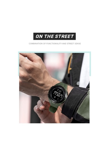 Smael 1016 Çok İşlevli Erkek Elektronik Dijital Saat 50m Su Geçirmez Şık Kronograf Kol Saati Aydınlatmalı/alarm/kronometre/hafta/tarih/saatlik Zil Koyu Yeşil Diğer