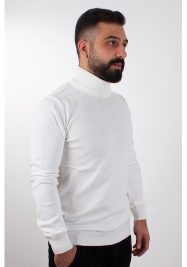 Twister 3623 Ekru Balıkçı Yaka Erkek Kazak Ekru