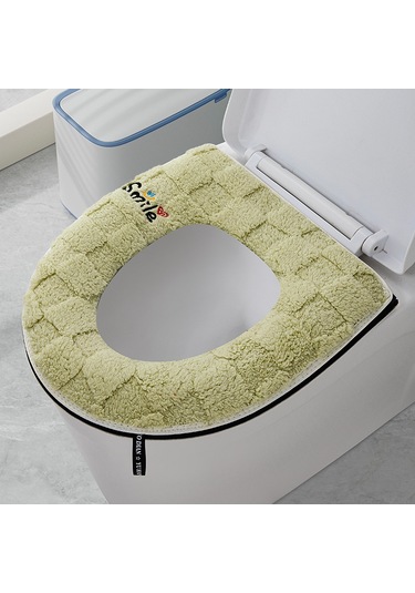 Ev Tipi Tuvalet Dört Mevsim Üniversal Klozet Kapağı Su Geçirmez Kapak Tuvalet Halkası Kare Kadife - Yeşil Yeşil