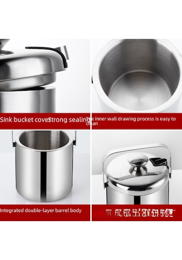 Wezone 304 Paslanmaz Çelik 1.3l Çift Katlı Kapaçılı Taşınabilir Buzluk Şampanya Kova Otel Malzemesi 1300ml Diğer