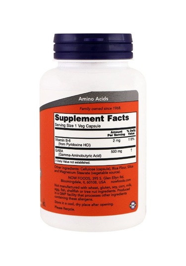Now Foods B-6 Vitaminli Gaba 500 Mg 100 Bitkisel Kapsül