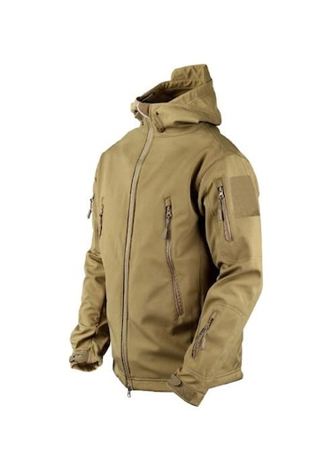 Erkekler İlkbahar Sonbahar Düz Renk Trençkot Kapşonlu Uzun Kollu Cepler Fermuar Pat Rüzgarlık Sıcak Raptiye Bant Tasarım Dağcılık Ceket Haki