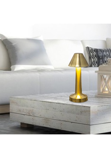 Vkemall Masaüstü Dekoratif Metal Lamba - Usb Şarjlı Dokunmatik Kontrol - 3 Renk Işık + Sürekli Parlaklık Ayarlama - Uzay Gümüşü Gümüş