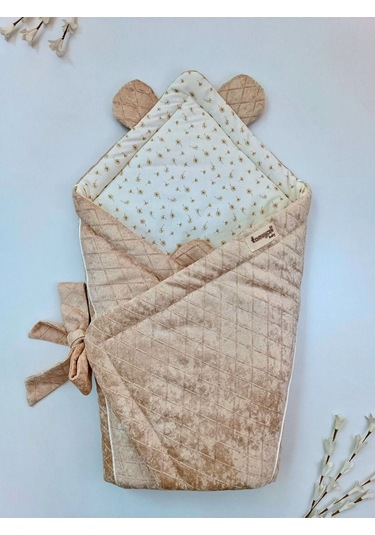 Ekru Kız Erkek Bebek Battaniyesi Doğal Organik Uyku Bebek Kundağı Hastane Çıkışı Yenidoğan Mevsimlik Kahverengi