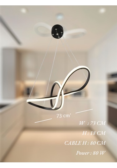 Ey Shop Siyah Papyon Model 3 Renk Led Kumandalı Avize Siyah