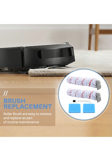Leasetake Tineco Ifloor Islak Kuru Kablosuz Elektrikli Süpürge İçin Yedek Fırça Rulosu, 2 Paket Rulo Fırça + 2 Ön Filtre Köpüğü