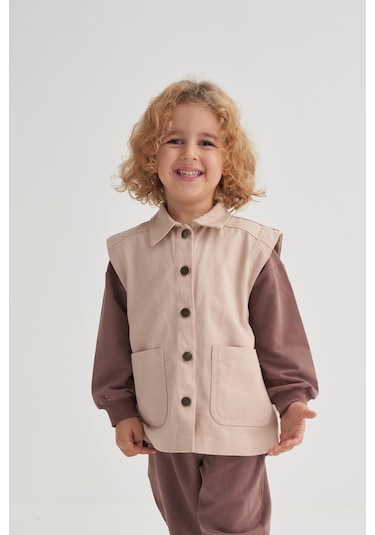 Cigit Gabardin Yelek 2-7 Yaş Bej Bej