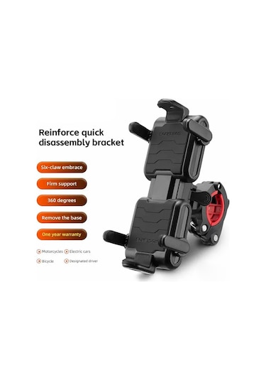 Cbtx Global Rockbros Cep Telefonu Braketi Motosiklet İçin Hızlı Açılan Telefon Tutucu - Kırmızı
