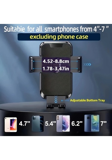 Primepickings 360 Derece Dönebilen Araç Havalandırma Telefon Tutucu Abs Siyah 4-7 Inç Android İos Uyumlu