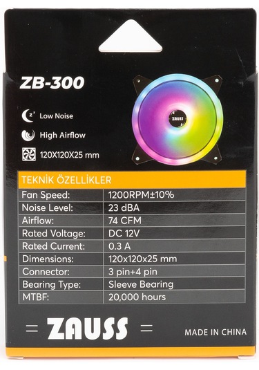 Zauss ZB-300 Rainbow RGB 12 CM Kasa Fanı