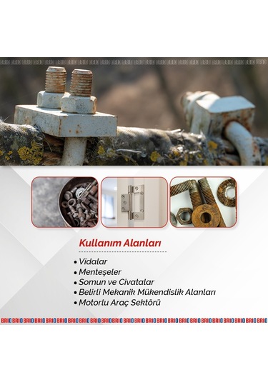 Brio Güçlü Pas Sökücü Mos2 Sprey 400 Ml + Brio Silikon Sprey 400 Ml + Brio Fren Balata Temizleyici Sprey 500 Ml