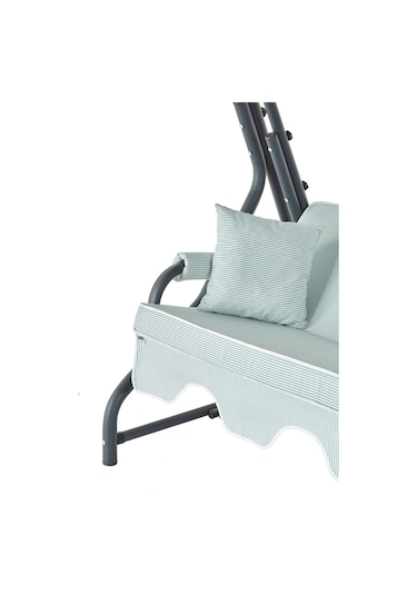 Ruta 3 Kişilik Sabit Bahçe Balkon Teras Salıncağı - Yeşil Çizgili Yeşil