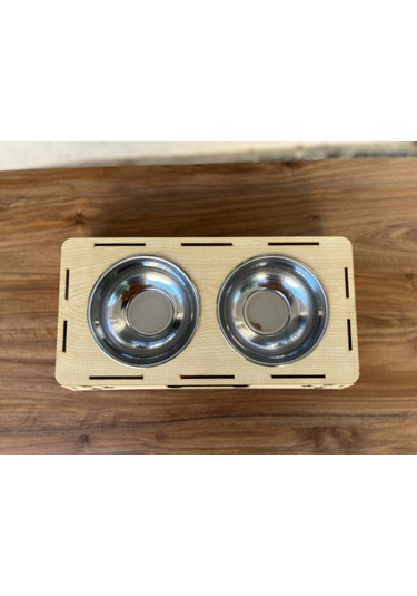 Pati Tasarımlı Ahşap Evcil Hayvan Mama Kabı