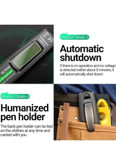 Xinxin Xinxin Vc1019 İndüksiyon Elektrikli Yüksek Hassasiyetli Hat Algılama Kesme Noktası Ses Test Kalemi Siyah