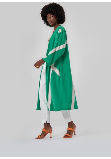 Mizalle Şeritli Renkli Kimono Çok Renkli