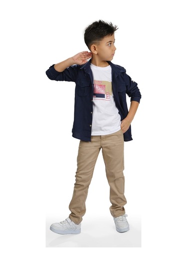 Gömlek , Pantolon , T-shirt 3parça Erkek Çocuk Takım Mnk1754 Lacivert