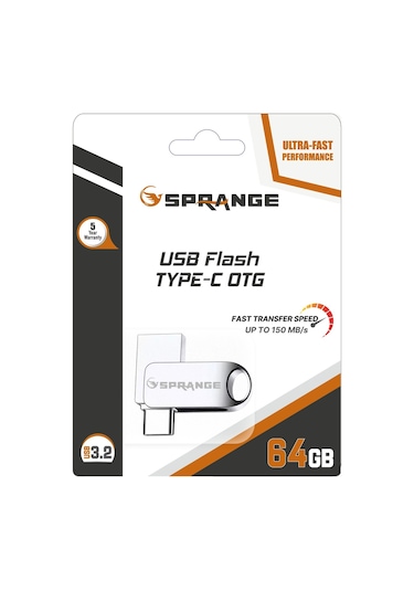 Sprange 64 Gb Flash Bellek Usb 3.2 Ultra Typec Otg Android/pc/Apple Uyumlu iPhone 15/16/17 Ipad Tak Çalıştır
