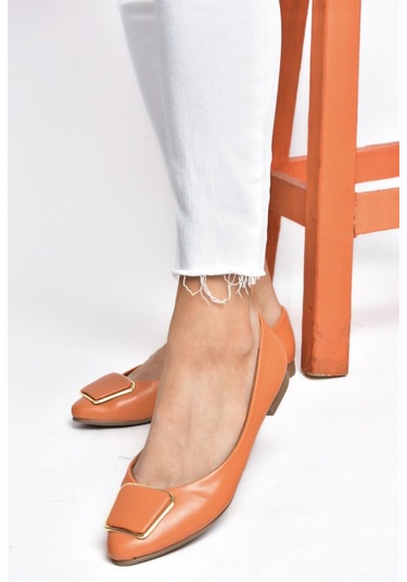 Fox Shoes P726776309 Turuncu Toka Aksesuarlı Kadın Babet Turuncu