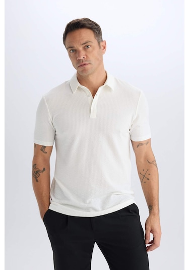 DeFacto Slim Fit Dar Kesim Polo Yaka Pamuklu Kısa Kollu Tişört X2594AZ25SPWT32