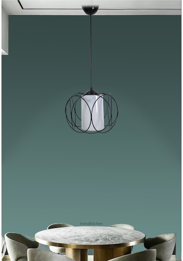 Trend Kitchen Olimpiyat Tekli Beyaz Mikalı Siyah Sarkıt Avize Siyah