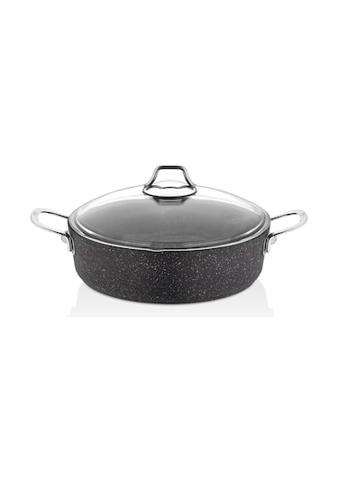 Falez Black Line Döküm Granit Tencere Basık Pilav Tenceresi 28 CM