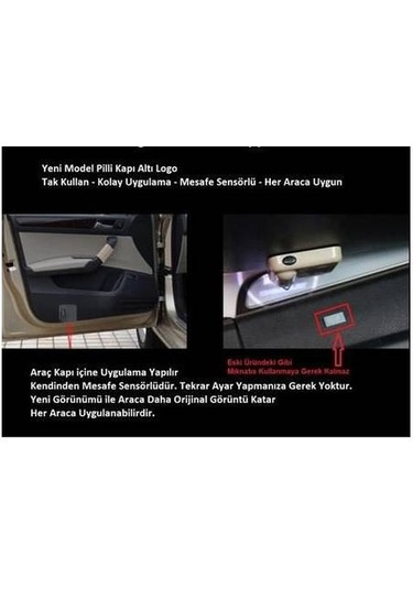 Otoçizgi Abarth Pilli Yapıştırmalı Kapı Altı Led Hayalet Logo Mesafe Sensö Otoçizgi