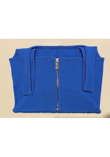 1019 Arkası Fermuarlı Triko Atlet-saks-4193 Sax