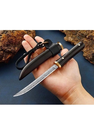 Japon Tanto Efsane Model Damascus Kahverengi