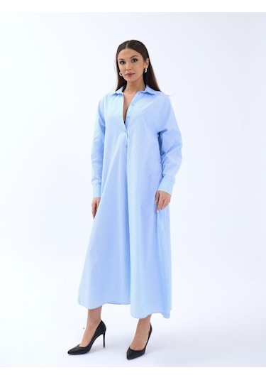 The İstanbul 5857 Elbise-san Diego Çizgili Altın