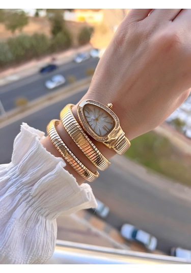 Coliseum Dolamalı Yılan Model Özel Tasarım Vintage Seri Kadın Kol Saati Cl.y001.m5 Sarı