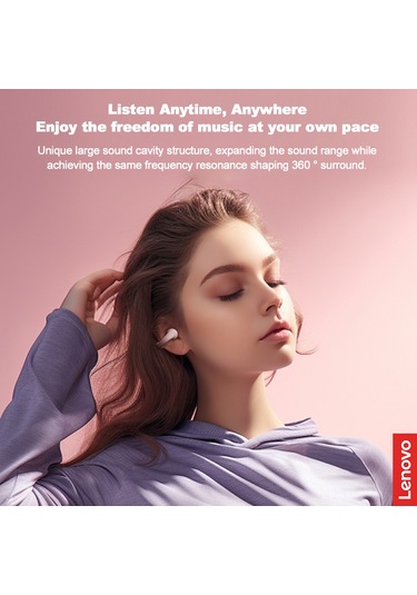 Qingmipy 联想 Lp13 Kulaklık - Pembe, Bt 5.3, Klemli Tasarım, 5 Saat Müzik Süresi, 10mm Hoparlör