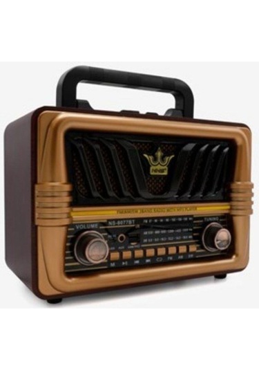 Ns-8077 Büyük Boy Telefon Tutma Aparatlı Retro Ahşap Tasarım Bluetooth Hoparlörlü Radyo Fm/am-439