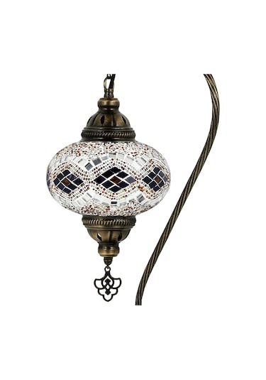 Mozaik Lamba Deve Boynu Otantik Bohem Abajur Başucu Lamba Amber