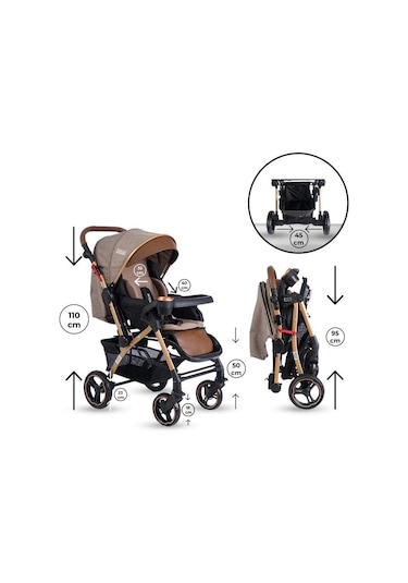 Tommy Baby Tornado Plus Gold Alüminyum Lüx Çift Yönlü Bebek Arabası