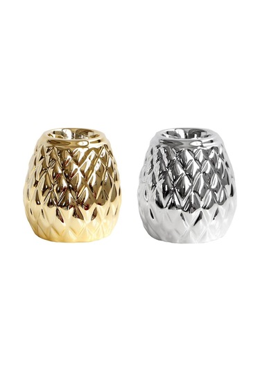 Suntek Seramik Mumluk Ananas Şekilli Mumluk Süs Altın S