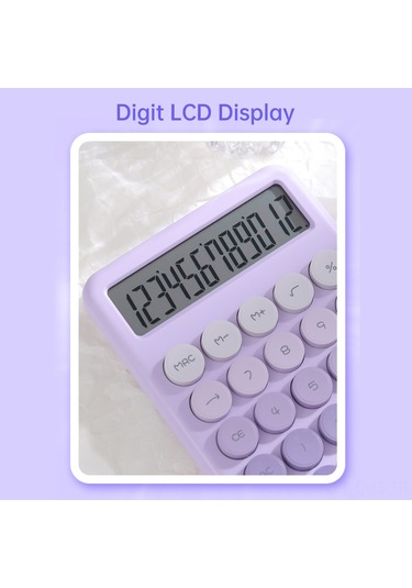 Aubyhe Desk Tipi Renkli Gradyan Hesap Makinesi - 12 Basamaklı Büyük Lcd Ekran, Sessiz İşlem, Aaa Pil Pil Yok - Pembe Gradyan Pembe