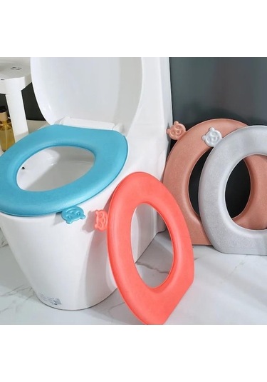 Novahub Mavi Tuvalet Silikon Pedi Tuvalet Pedi Dört Mevsim Evrensel Ev Su Geçirmez Tuvalet Pedi Kalınlaşmış Sıcak Yıkanabilir Klozet Kapağı Mavi
