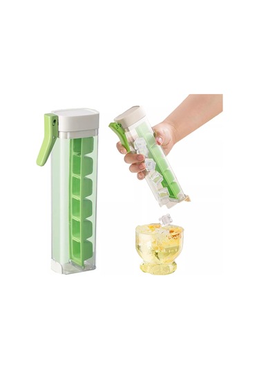 Hangfox Yeşil Tek Tıklamalı Buzluk - Evde Kullanıma 6 Hücreli, Yemek Grade Pc+pp, Sızdırmaz Kapağı İle Buz Üretim Kutusu Çok Renkli