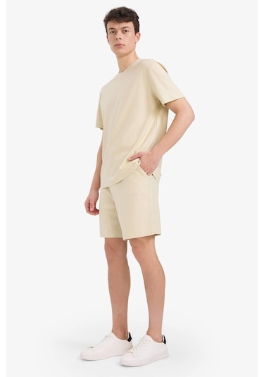 DeFacto %100 Pamuk Relax Fit Twill Dokulu Cepli Şort E2590AX25SMBG430