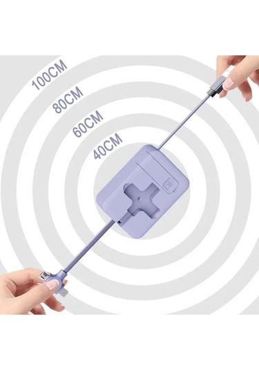 Zmc Bilişim Cep Tipi Telefon Tutuculu Makaralı Uzayıp Kısalabilen 3'ü 1 Arada Usb Şarj Kablosu